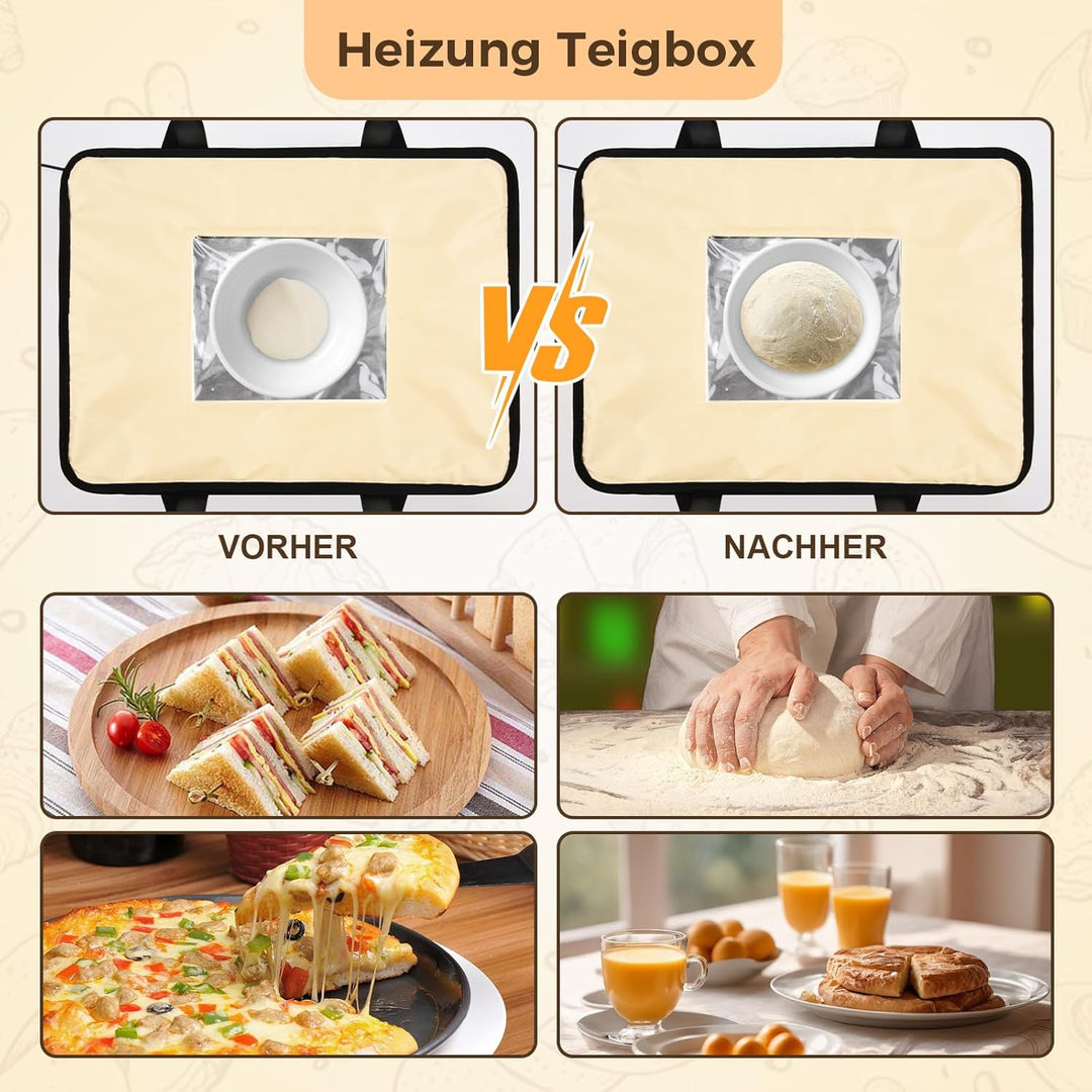 Brot Gärbox Sauerteig mit Heizung, Faltbare Brot Gärschrank, Einstellbare Temperatur und Timer, Heiz