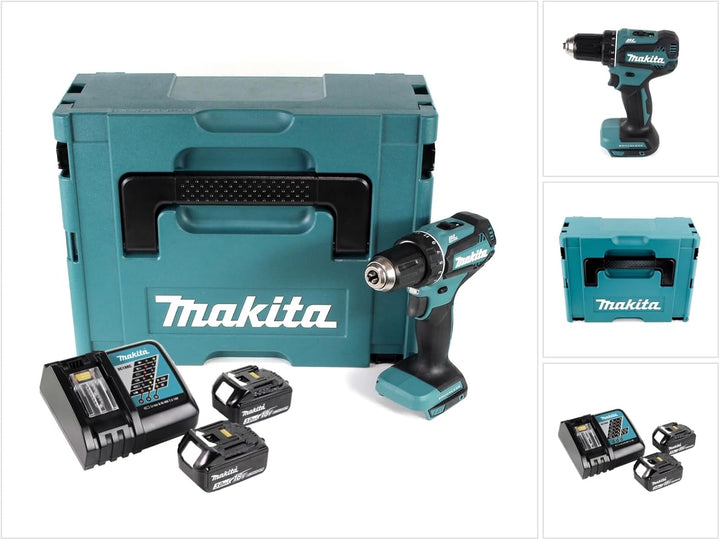 Makita DDF 485 RFJ 18 V Akku-Bohrschrauber mit 2 Akku 3 Ah + Ladegerät im Makpac