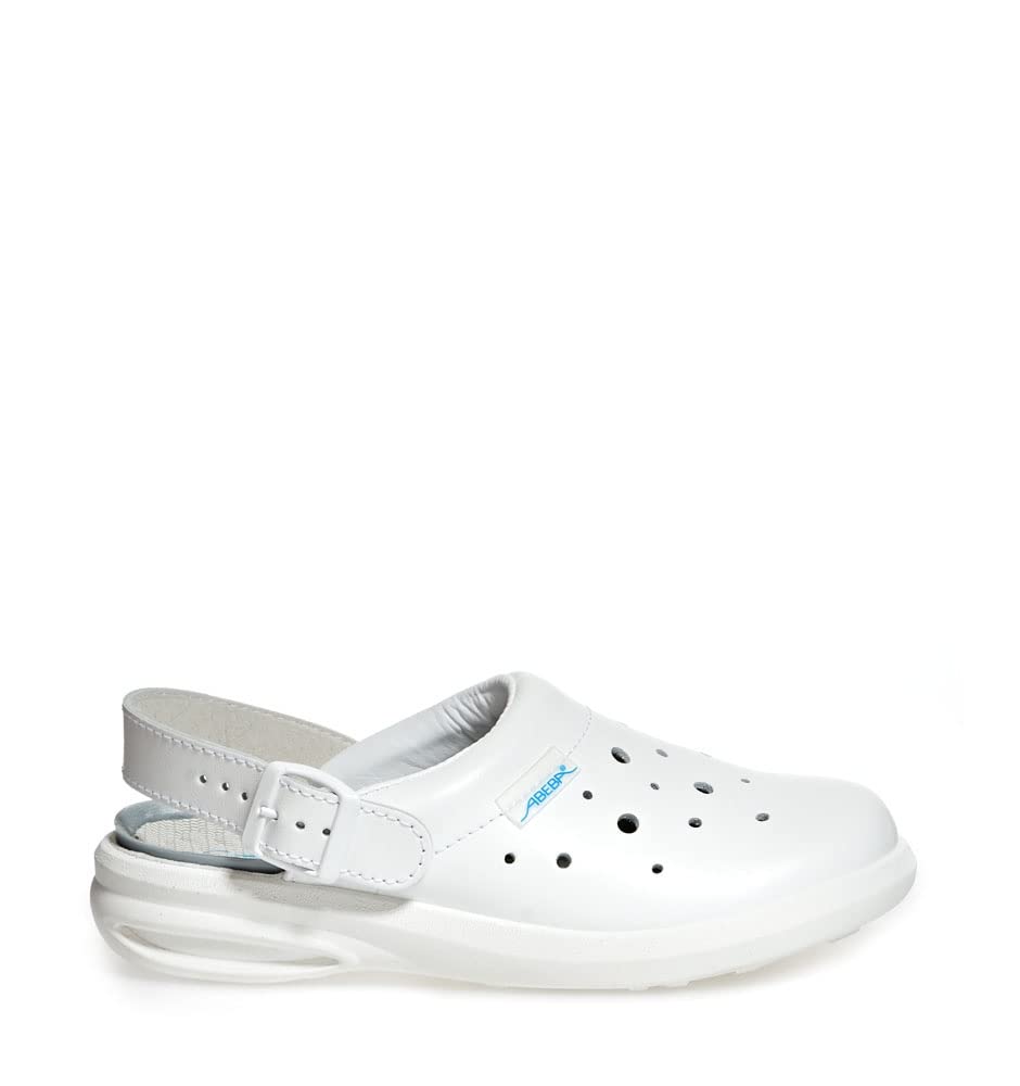 Abeba Clog 7630 - easy Glattleder weiss, perforiert, zertifiziert 35 EU, 35 EU