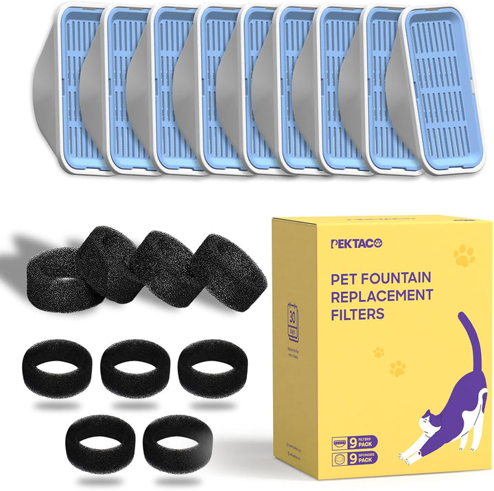 Katzen-Wasserbrunnenfilter, Ersatz- und Vorfilterschwämme für 3,2 L/108 oz automatischen Haustierbru