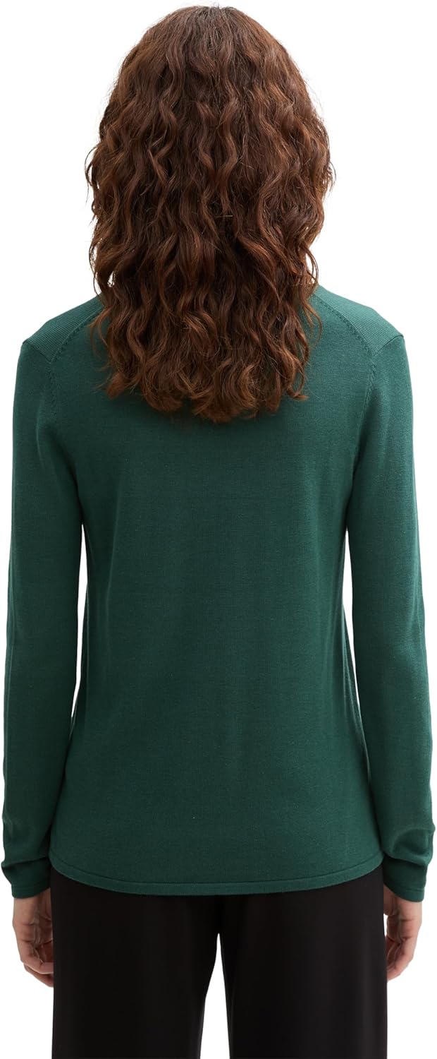 TOM TAILOR Damen Basic Strickpullover mit V-Ausschnitt S 30024 - Explorer Green, S 30024 - Explorer