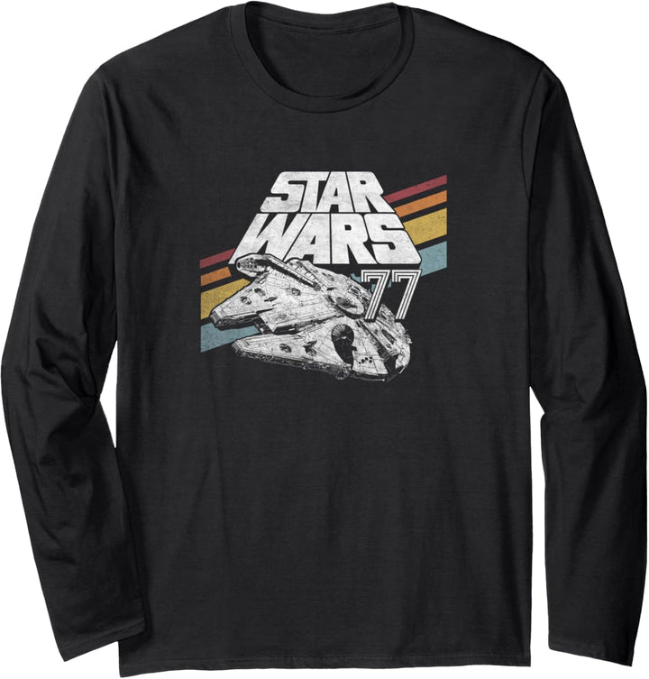 Star Wars Millennium Falcon Retro Rainbow Stripe Langarmshirt