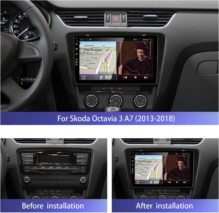 YUNTX Android 10 Autoradio Passt für Skoda Octavia (2014-2018) - 10,1 Zoll - Kostenlose Rückfahrkame