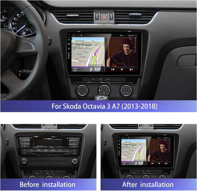 YUNTX Android 10 Autoradio Passt für Skoda Octavia (2014-2018) - 10,1 Zoll - Kostenlose Rückfahrkame