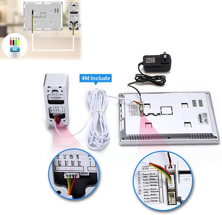 Video Türsprechanlage Türklingel mit kamera Intercom System, 1080P 7 Zoll Metall Material Monitor, G