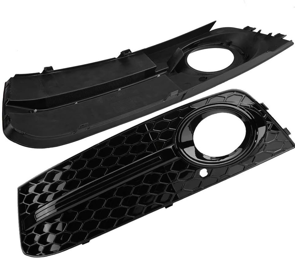 Gitter Nebelscheinwerfer, 2 Stück für RS4 Style Glossy Black Nebelscheinwerfer Frontgrill für A4 B8