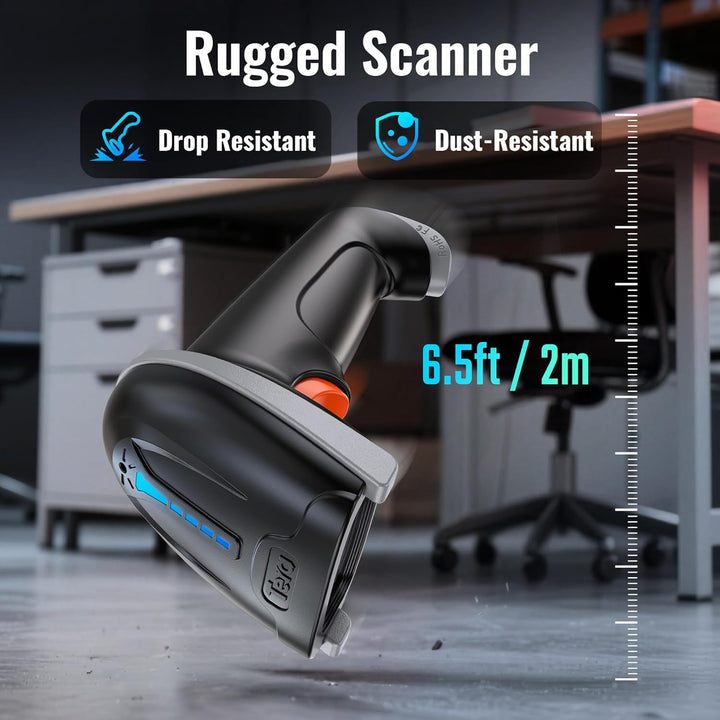 Tera Kabelloser Barcodescanner Handheld 1D Laser Wireless und USB Wired mit Akkustandsanzeige, Extra