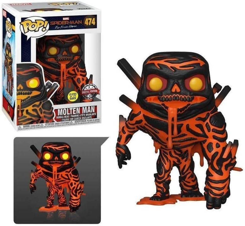 Funko – – Marvel: Spider-Man Far from Home – Molten Man – Vinyl Figur,ca. 9cm (Leuchtet Im Dunkeln)