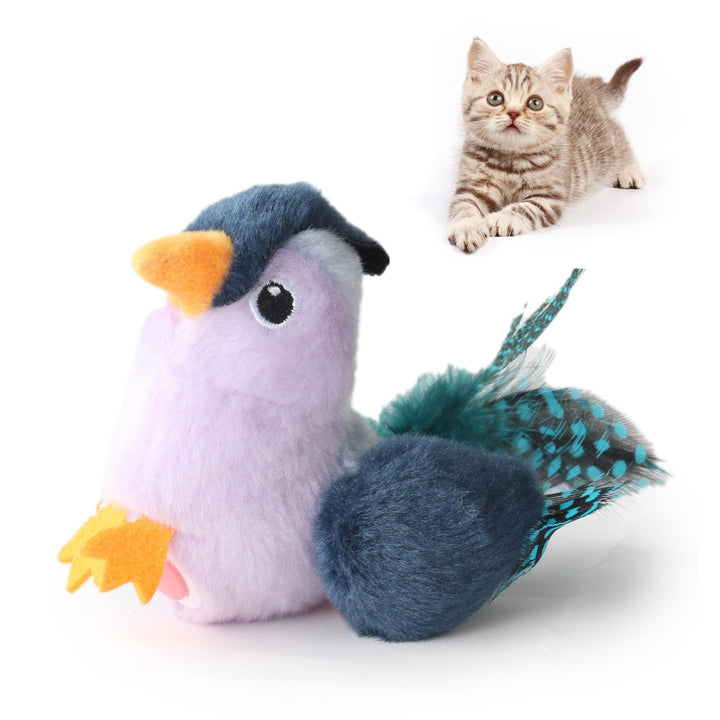 Suhaco Interaktive Katzenspielzeug Chirpy Vogelmelodie Feder Spielzeug Plüsch Spielzeug Set für Katz