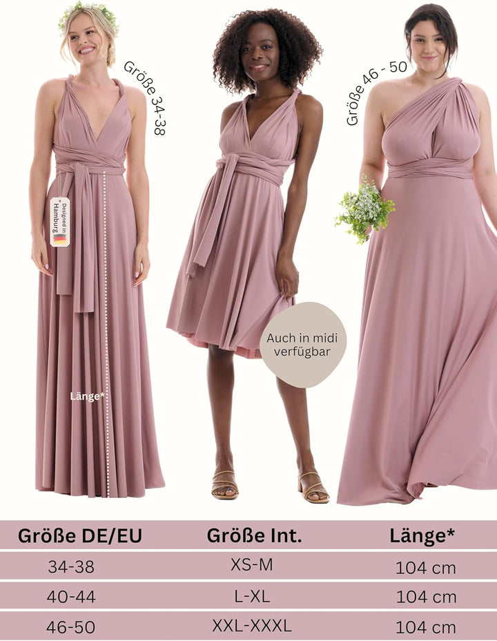 Juvell Brautjungfernkleider lang - Maxi-Kleid - Infinity-Abendkleid - Multiway-Wickelkleid - Abendkl