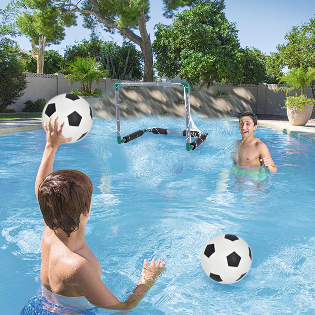Poolspiele, schwimmendes Pool-Fussballtor mit 2 Bällen, 18, 5 x 14, 4 x 14, 4 Kinder-Fussballtor, Ku