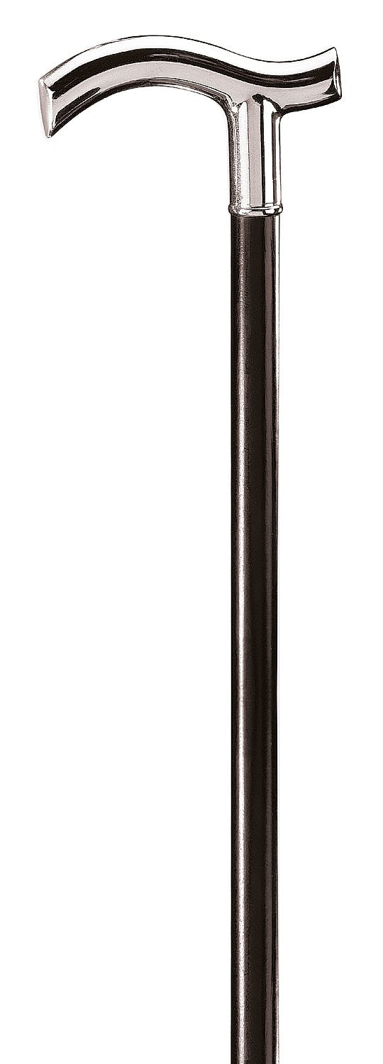 Derbystock Nickelgriff,glatt, schwarz m. Gummizwinge