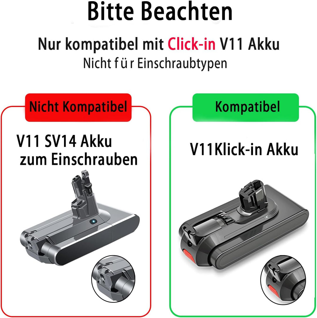 V11 SV15 SV17 Akku für Dyson, 25.2V 3950mAh V11 Ersatz Click-in Akku, kompatibel mit V11/SV15/SV17/V