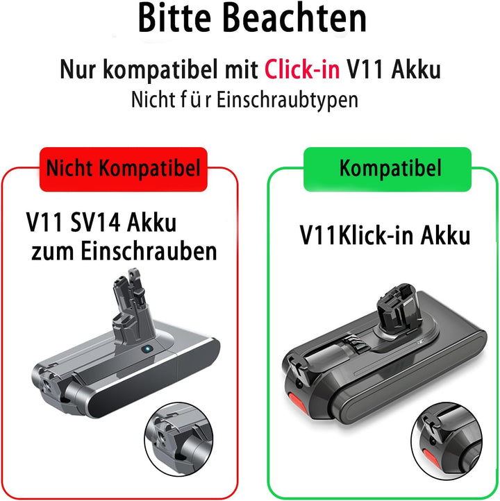 V11 SV15 SV17 Akku für Dyson, 25.2V 3950mAh V11 Ersatz Click-in Akku, kompatibel mit V11/SV15/SV17/V