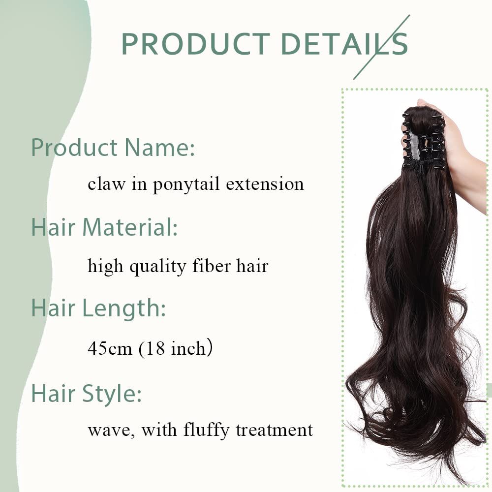 SEGO 45cm Pferdeschwanz Haarverlängerung Ponytail Haarteil Zopf Clip in Extensions Voluminös Claw on