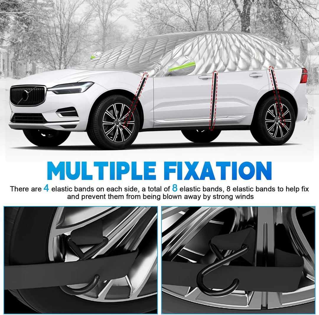 Halbgarage für Volvo XC60 2009-2025, Halbe Autoabdeckung Winter Sommer, Abdeckplane Auto Wasserdicht