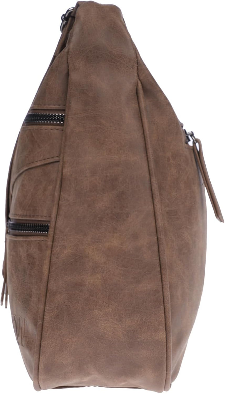 Christian Wippermann Damen Tasche Schultertasche Umhängetasche Crossover Bag Leder Optik Handtasche