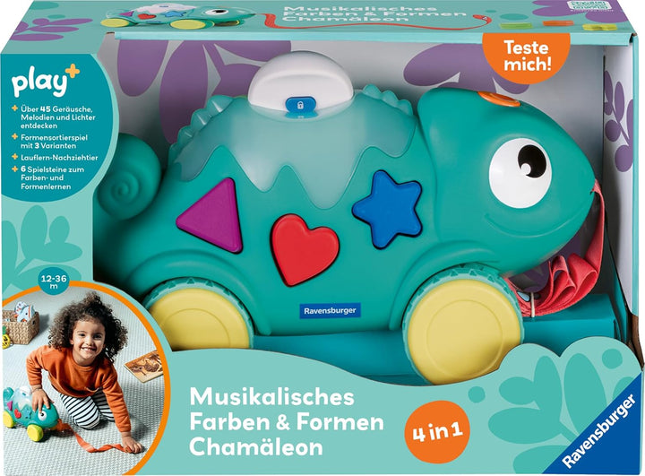 Ravensburger 4875 Play+ Musikalisches Formen und Farben Chamäleon, Farben- und Formensortierer, mit