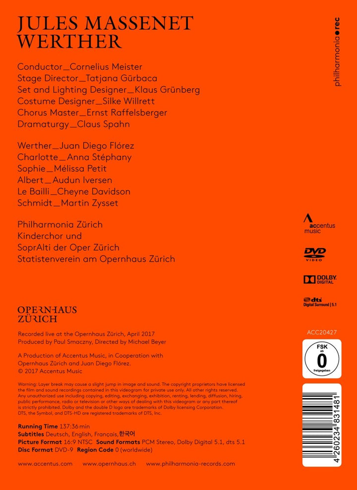 Massenet: Werther (Opernhaus Zürich, 2017), DVD