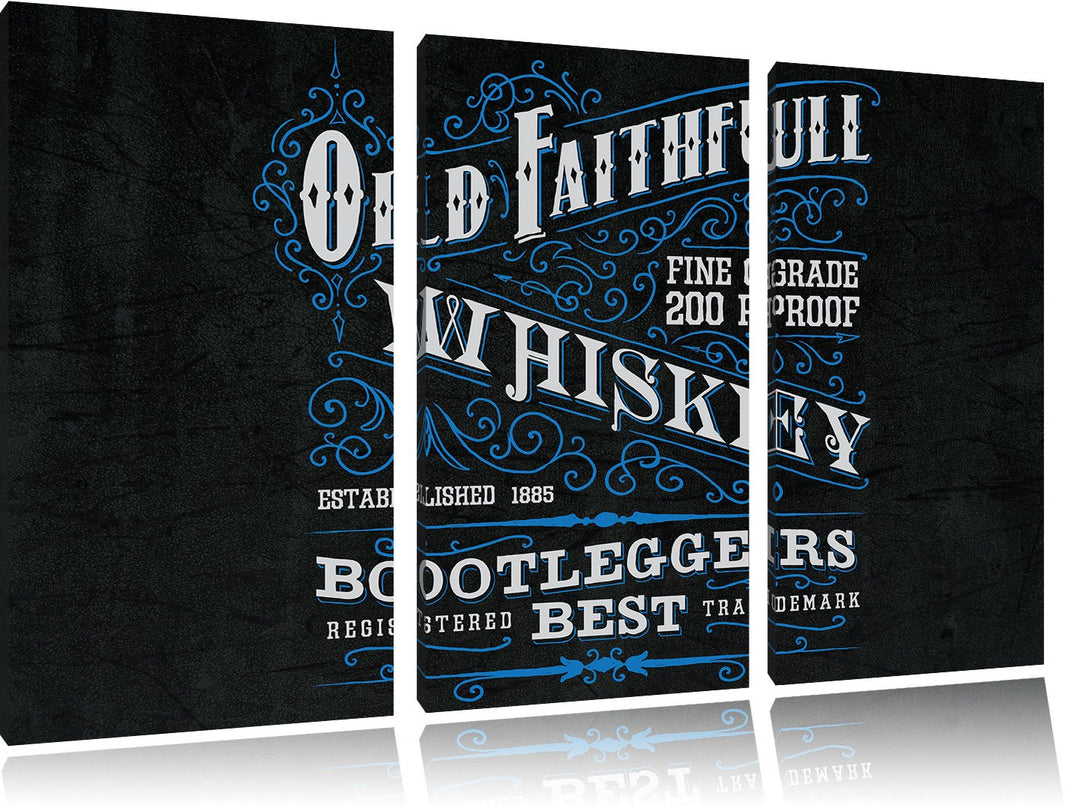 Pixxprint Whiskey Etikett „Old Faithfull“ als Leinwandbild/Grösse: 3 Teilig (120x80) cm/Wandbild/Kun