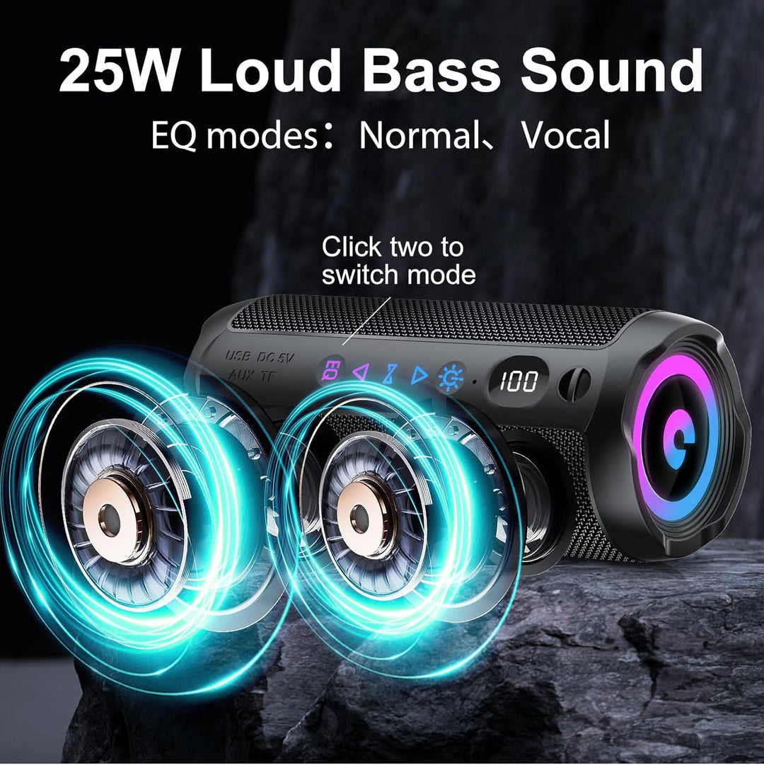 Bluetooth Lautsprecher mit Licht, Bluetooth 5.4 Musikbox,25W Dual Lautsprecher, LED Anzeige & 25 Std