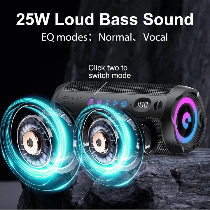 coioc Bluetooth Lautsprecher mit Licht, Bluetooth 5.4 Musikbox,25W Dual Lautsprecher, LED Anzeige &