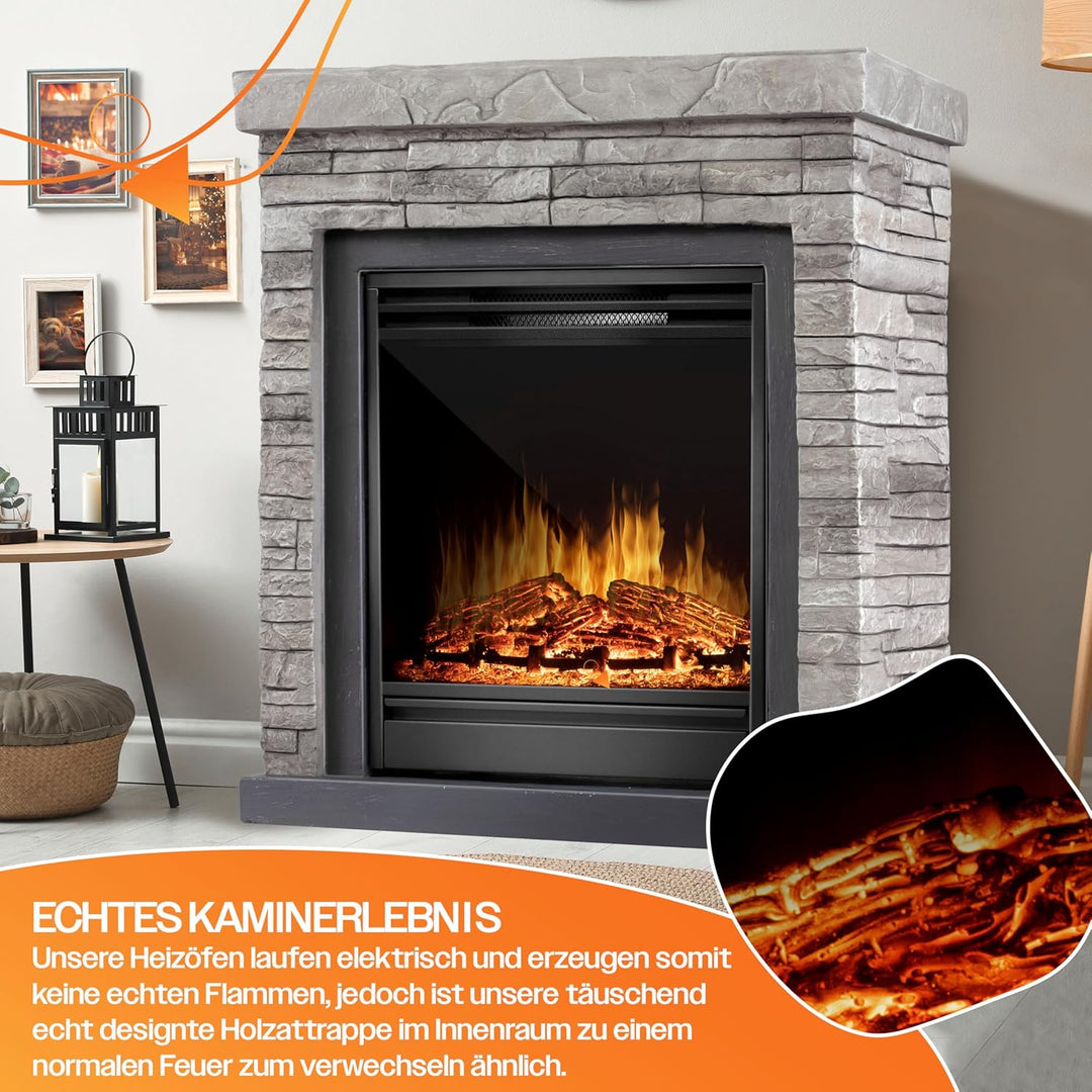 KESSER® Elektrokamin Standkamin - Kamin elektrisch mit LED 3D-Flammeneffekt, Mit Heizung Heizfunktio