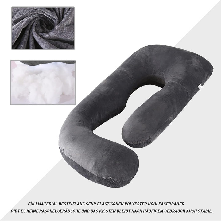 CALIYO Schwangerschaftskissen J Form,Stillkissen XXL-SeitenschläFerkissen mit Bezug,Pregnancy Pillow