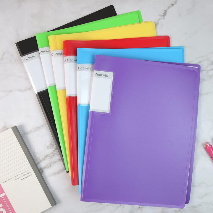 Präsentationsmappe mit Kunststoffhüllen im A4-Format, 40 Taschen (6 Farben)