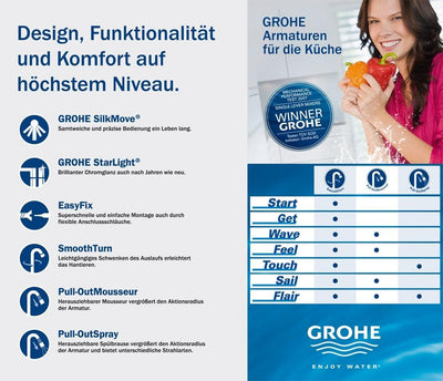 Grohe Get | Küchenarmaturen - Einhand Spültischarmatur | chrom | 32891000, XS, Chrom