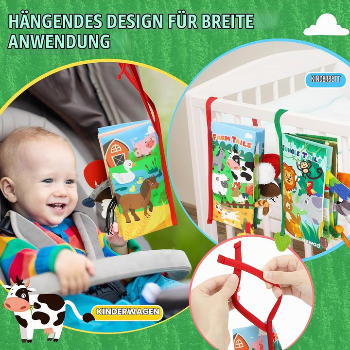 BBWOO Baby Spielzeug 0 3 6 Monate,Babybuch Quiet Book knisterbuch stoffbuch fühlbuch Baby Buch Kinde
