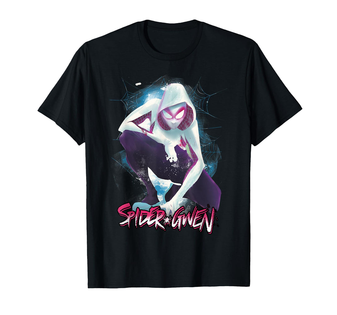 Mens Marvel Spider-Gwen Web Graphic T-Shirt Medium Black