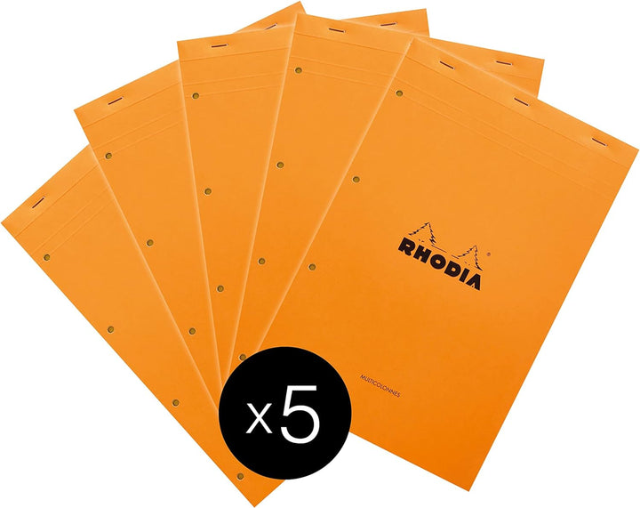 Rhodia 119700C - Packung mit 5 Notizblöcken geheftet Audit No.119, DIN A4+, 80 Blätter gelb mit mehr