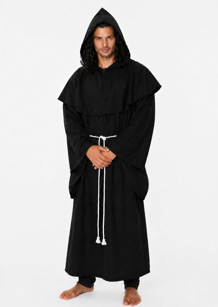 MAYLYNN 18109 - Kostüm Mittelalter Mönch Herren Abt schwarz 3tlg, Grösse:XL XL Schwarz, XL Schwarz