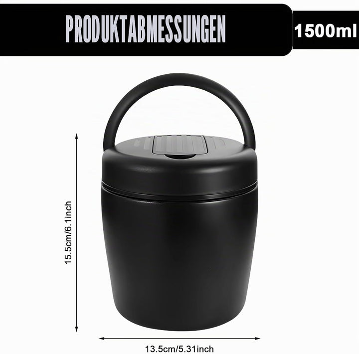 Thermobehälter Für Essen 1500ml, Warmhaltebehälter Essen Edelstahl Mit Schnallendeckel Und Löffel, B