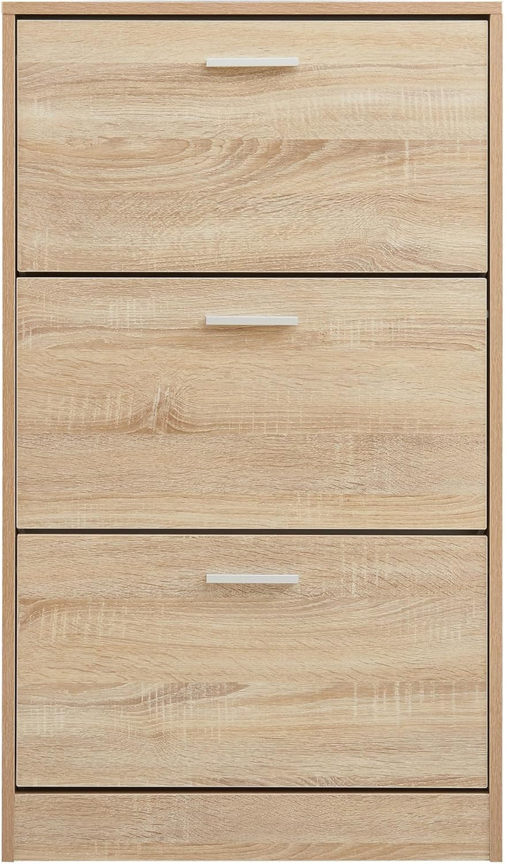 [en.casa] Schuhschrank Sykkylven Schuhkipper mit 3 Klappen Schuhkommode für 12 Paar Schuhe 103 x 60