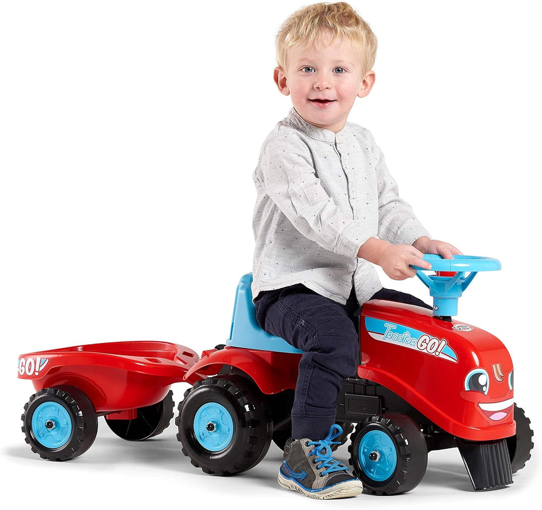 Falk - Traktor Go! Rutschauto mit Anhänger – ab 12 Monaten 2 Stile zur Personalisierung – Nummernsch