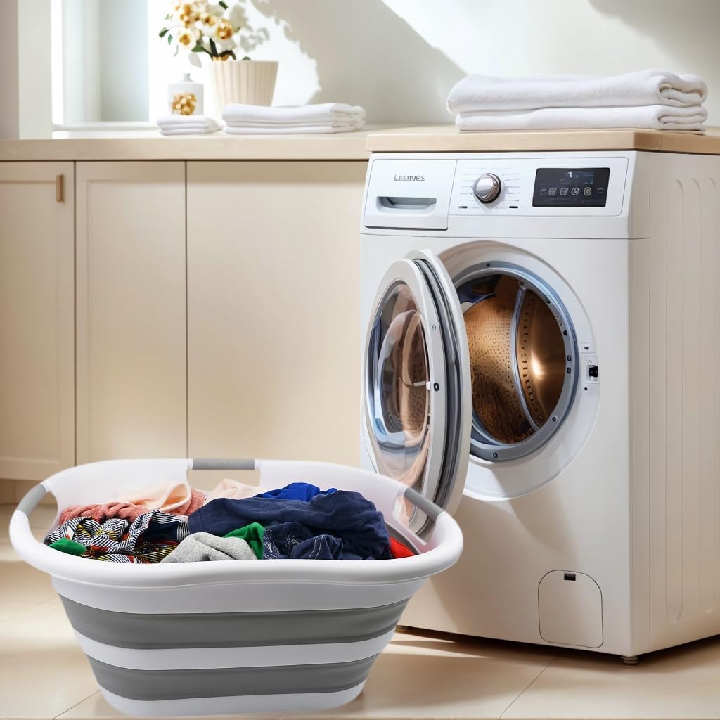 SAMMART 40L Set of 2 Collapsible Plastic Laundry Hamper - Foldable Pop Up Storage Container/Organize