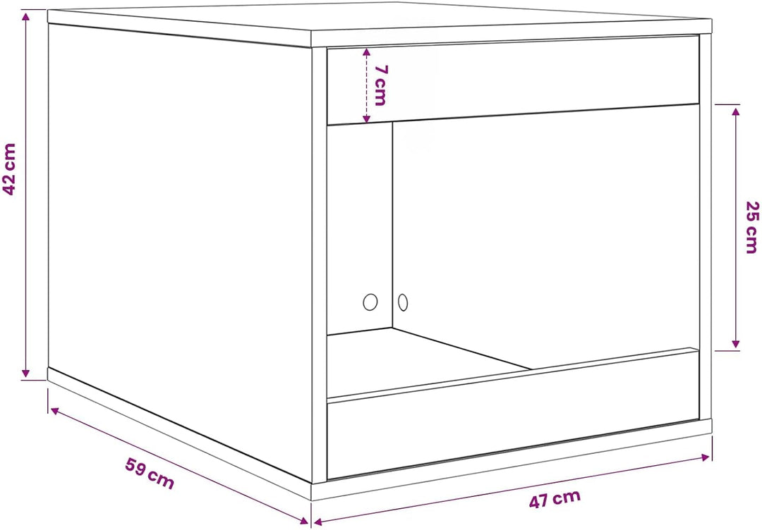 vidaXL Katzenstreu Box Umzäunung Schwarz Eichen-Optik 47 x 59 x 42 cm, Modernes rechteckiges Katzenh