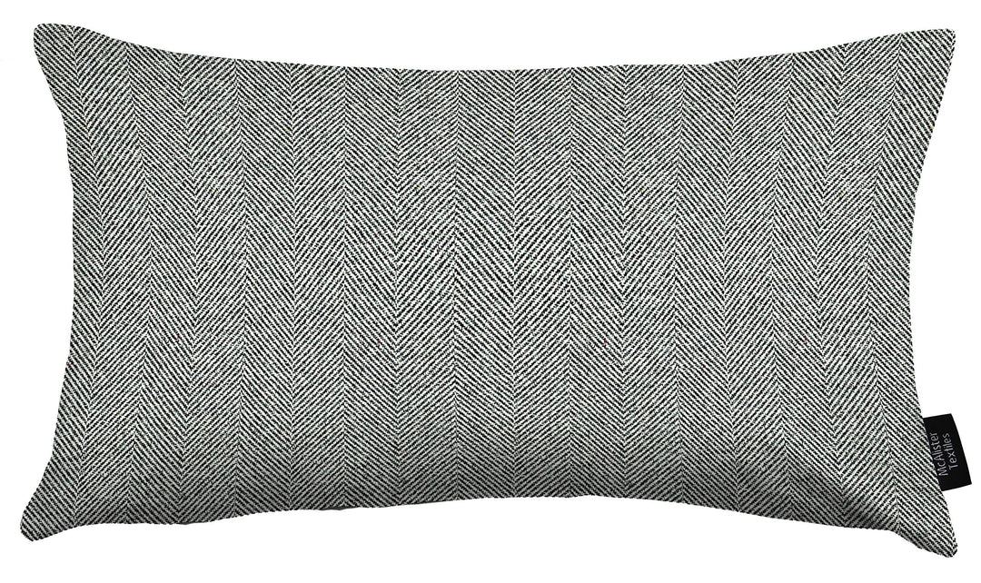 McAlister Textiles Herringbone Tweed | Kissenbezug für Sofakissen in Anthrazit Grau | 50 x 30 cm | t