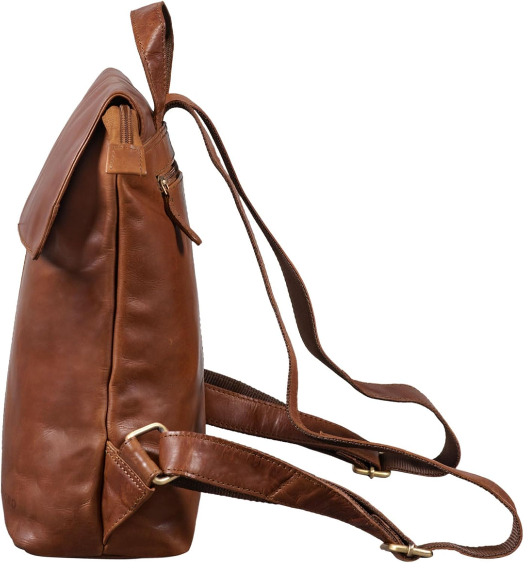 STILORD Charlie Vintage Lederrucksack Braun Mittelgrosser Daypack für Damen Herren 13,3 Zoll Laptop