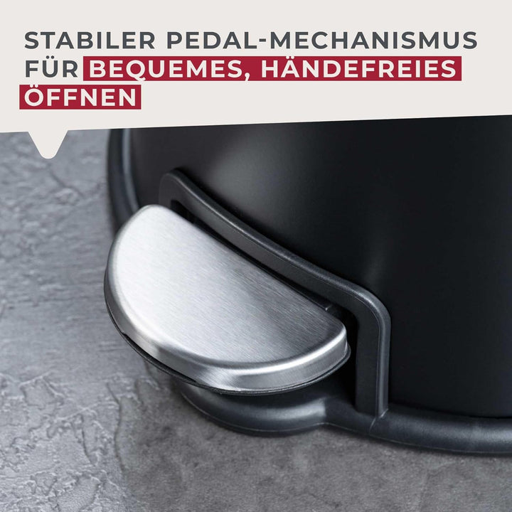 Fackelmann MILANO Pedal-Abfallsammler 3L Black mat – Eleganter Abfalleimer in Schwarz matt, integrie