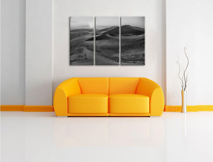 Pixxprint Monocrome, gewaltige Sanddünen 3-Teiler Leinwandbild 120x80 Bild auf Leinwand