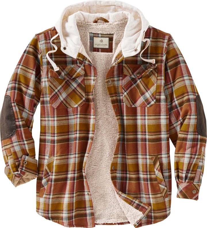 Legendary Whitetails Herren Camp Night Flanell-hemdjacke mit Kapuze und Berber Gefüttert Langärmlig