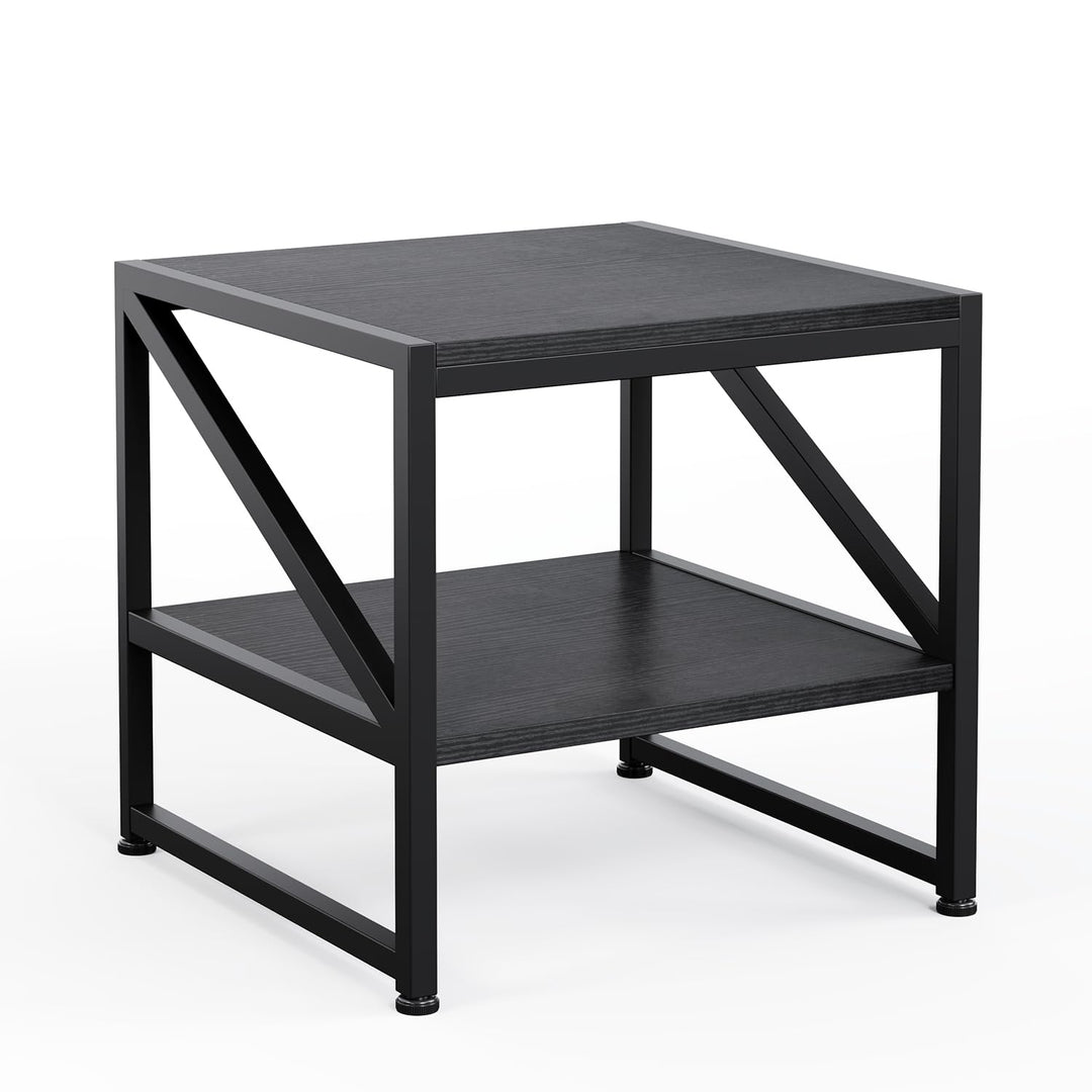 Beistelltisch Wohnzimmer 50x50x51,5 cm, Couchtisch mit 2 Ebenen bis 90 kg belastbar, Industrie-Desig
