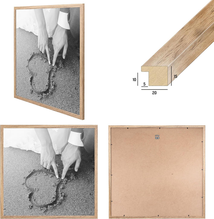 CABBEL 1x Bilderrahmen 60x60 cm Eiche Rahmen 1-Pack | Dokumentenrahmen, Collage, Poster | MDF Holz-P