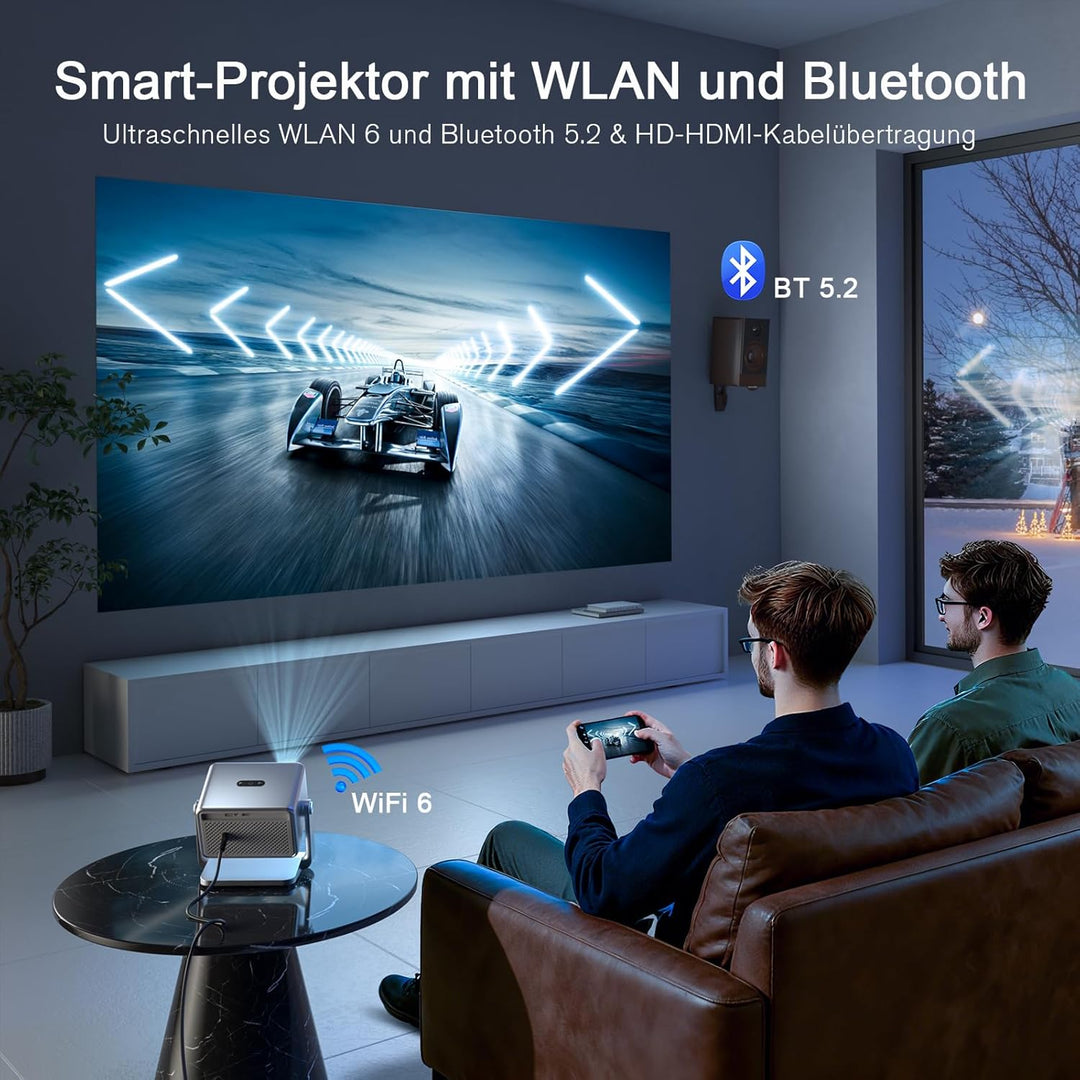 Smart Beamer 4k Heimkino [Netflix Ready & 30000L] VOPLLS Autofokus/Trapezkorrektur 3D Dolby Audi