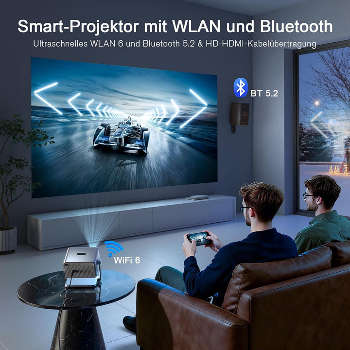 Smart Beamer 4k Heimkino [Netflix Ready & 30000L] VOPLLS Autofokus/Trapezkorrektur 3D Dolby Audi