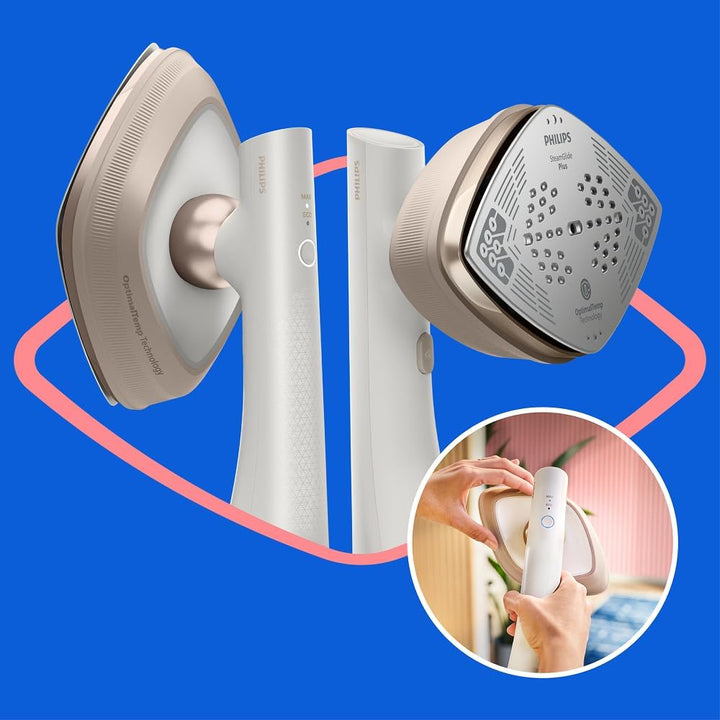 Philips OneTurn, 2-in-1 Bügeleisen & Steamer mit drehbarem Kopf, Einfach losbügeln – kein Brett, 45