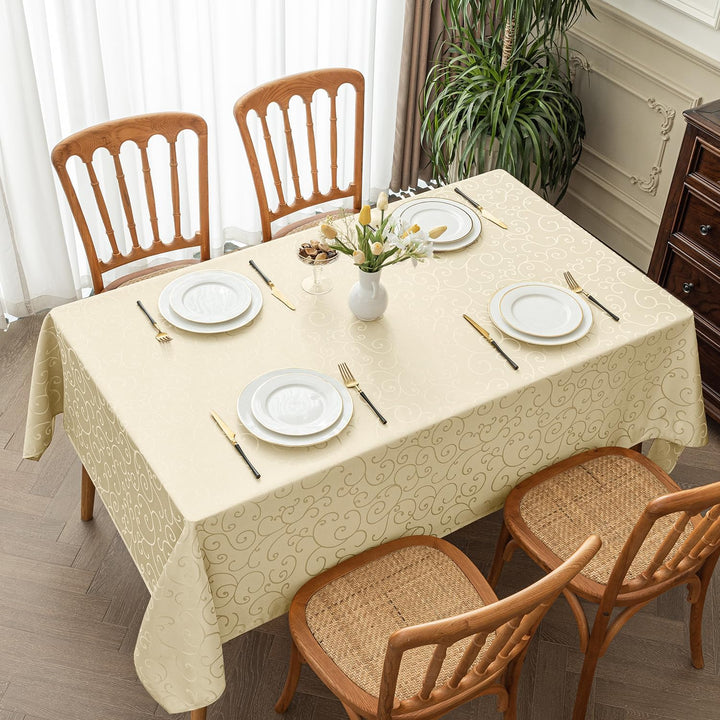 Romanstile Weihnachten Tischdecke abwaschbar 300 x 150 cm beige rechteckig wasserabweisend Christmas